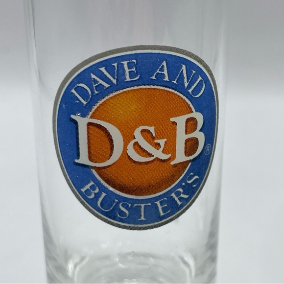 3 Dave and Busters Shot Glasses D&B Two Tall Skinny One Regular All Different - Picture 3 of 11